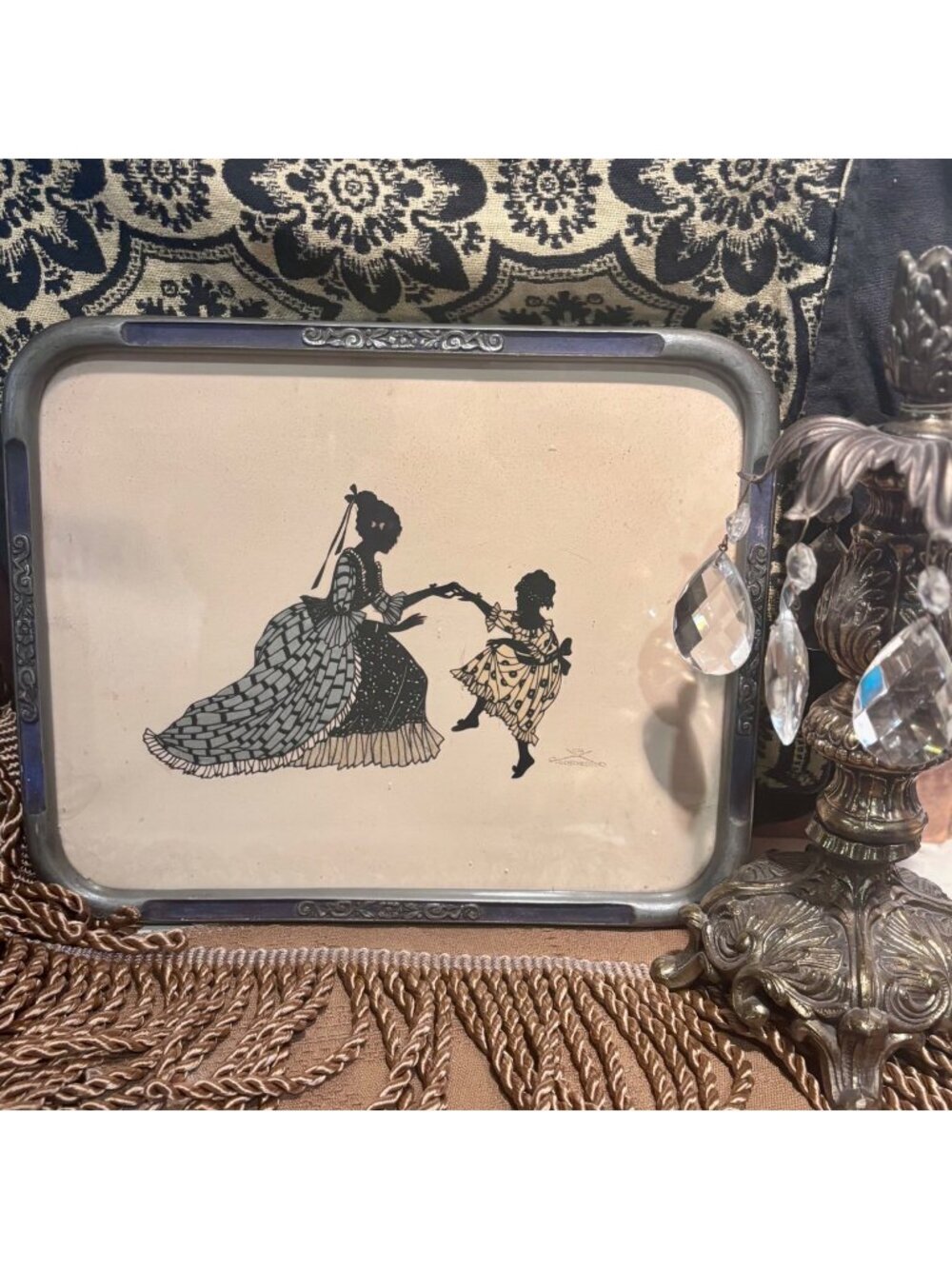 Vintage Eva Schonberg Signed Silhouette Art Framed 10 X 13